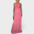 Seraphina - Chic Halter Neck V-Neck Pleated Maxi Dress