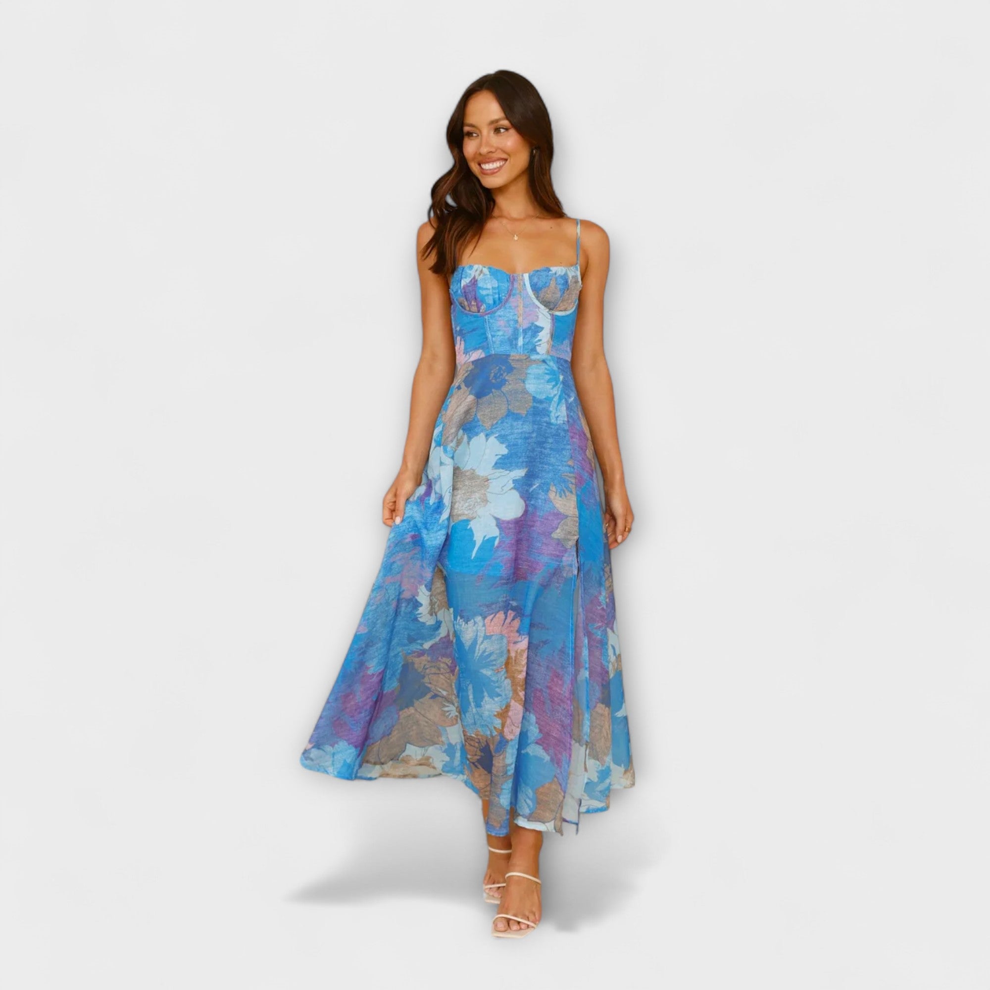 Audrey - Floral Print Strap Dress for Women - Stylish and Alluring