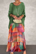 Nora Layered Dress - Green Orange