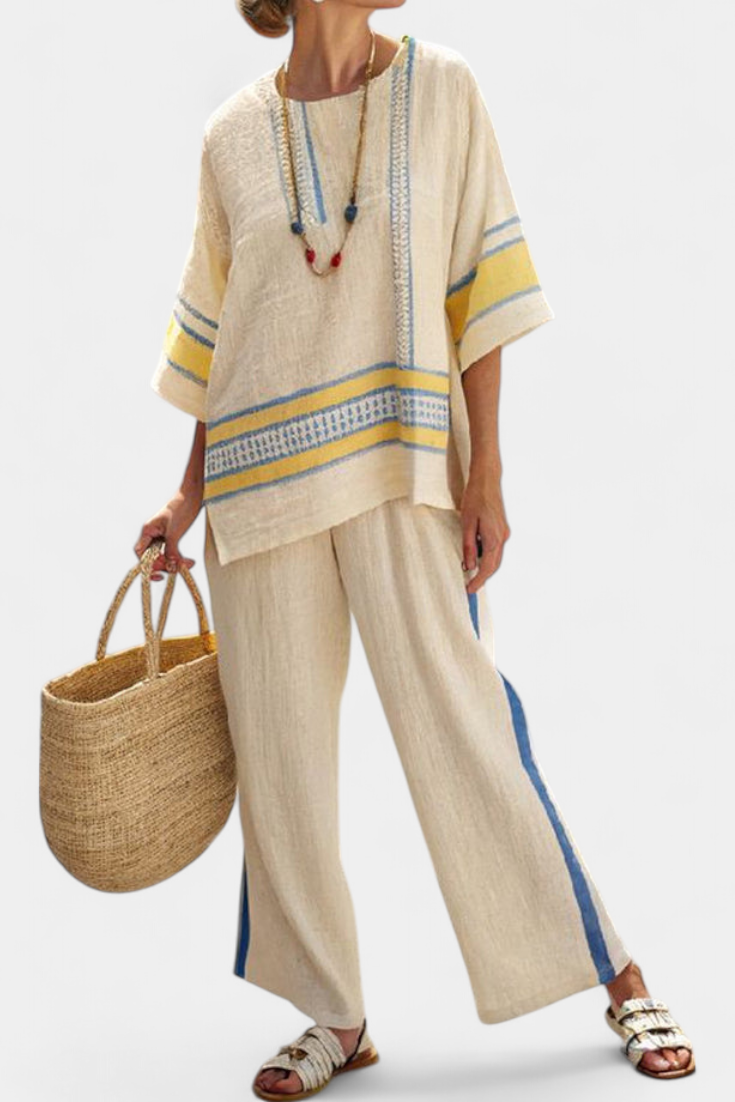 Marcella - yellow and linen trousers